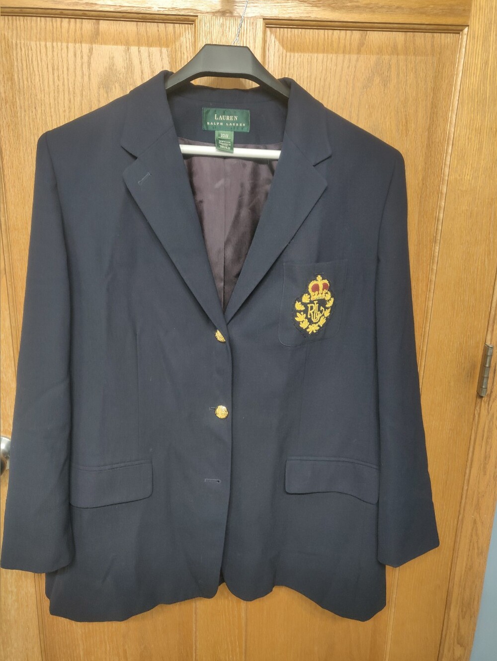 Lauren Ralph Lauren Navy Blazer with Embroidered Crest 20W
